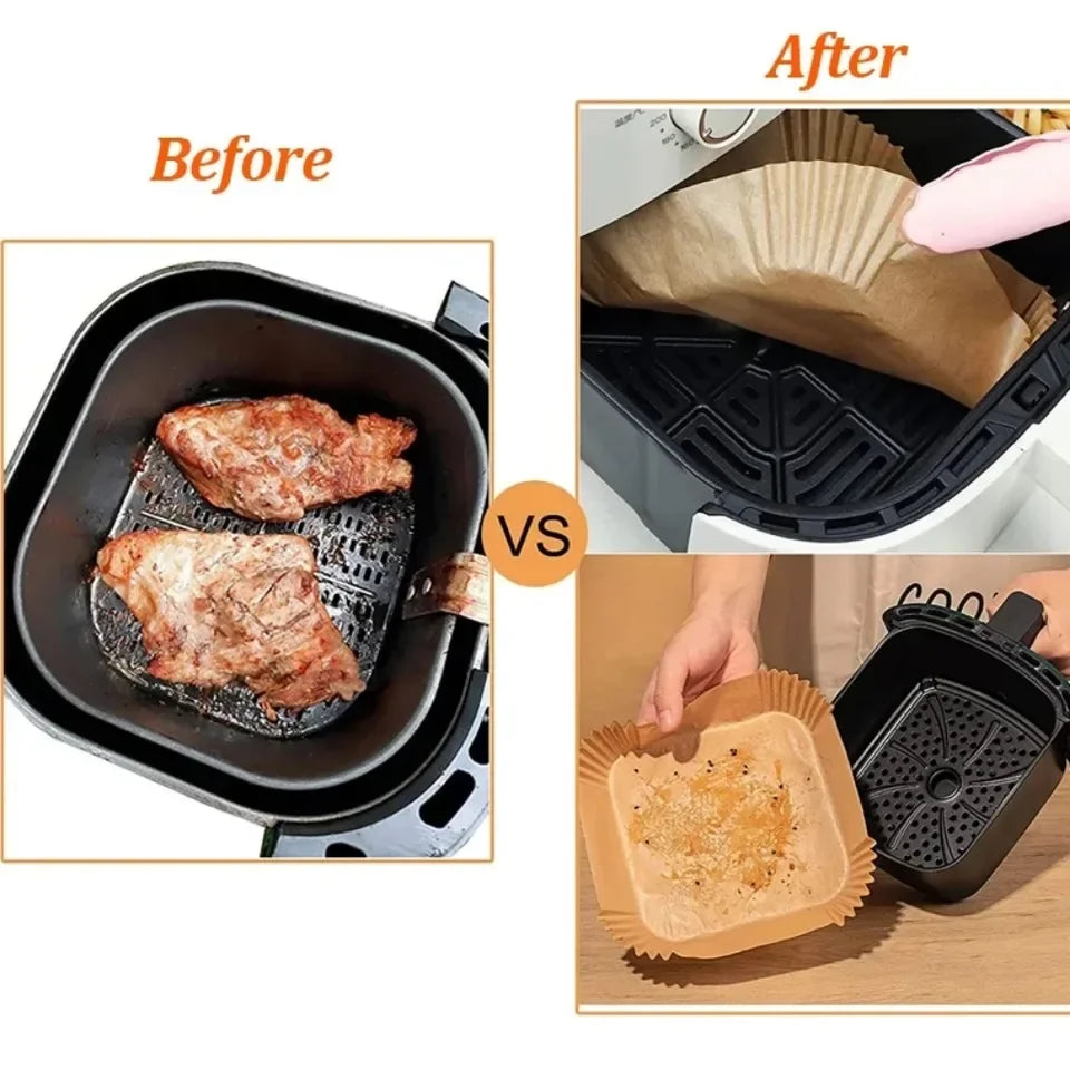 50/100pcs Air Fryer Grease Absorbent For Household Baking Pans With